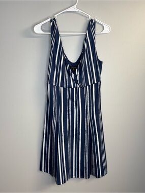City studio Navy and White Striped Sleeveless Dress
